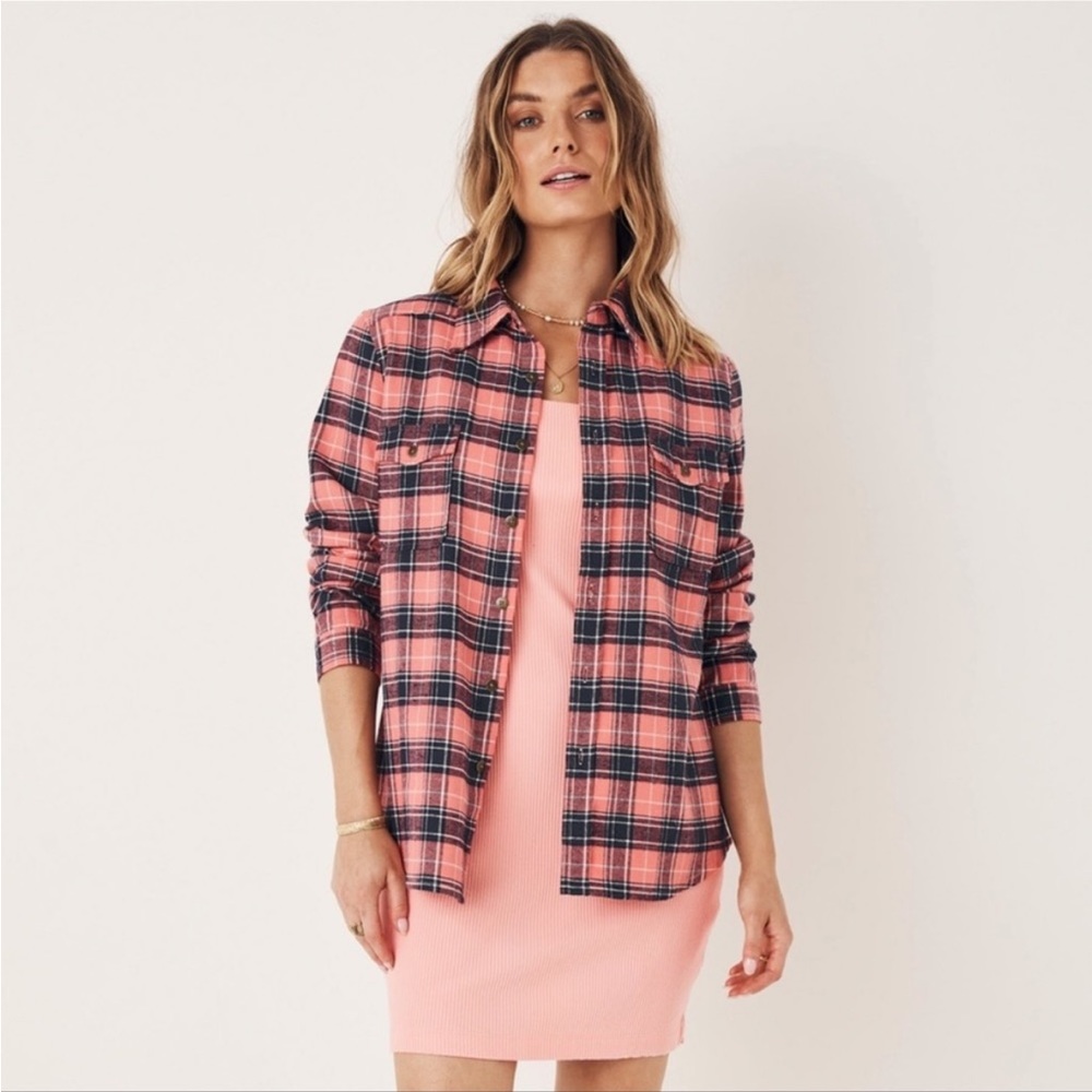 Swap hold ❤️❤️❤️Spell and the gypsy Maverick Flannel coral pink plaid size small